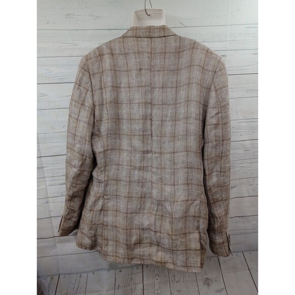 Tasso Elba 100% Linen Sport Coat Blazer Jacket Lined 2 Button Beige Men’s Sz XL - Picture 6 of 9